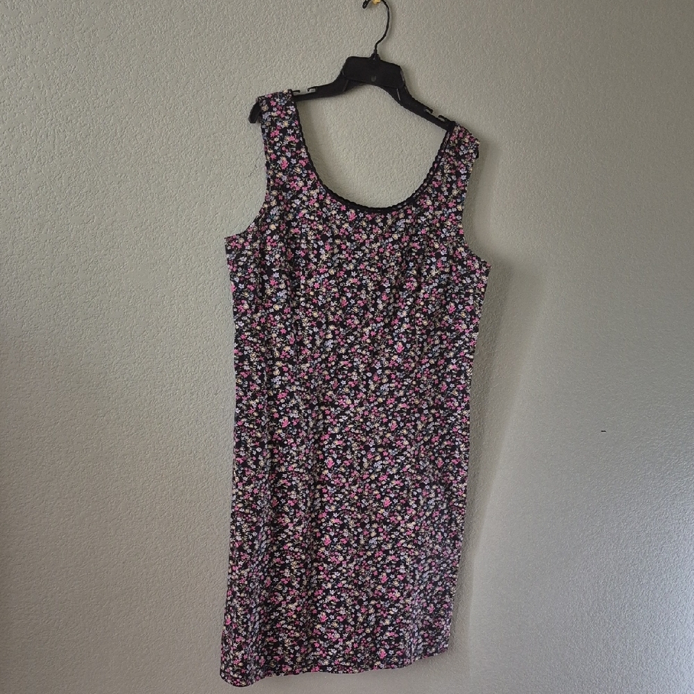 Saint Tropez West Black Midi Dress with Pink & White Floral Print